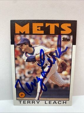 1989 Topps Mets Terry Leach #40 In Person Autograph (091)